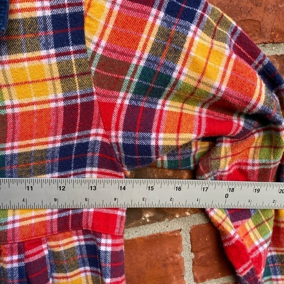 Hanna Andersson 130 Girls 7-10 Red Flannel Plaid Button Front Long Sleeve Dress - Picture 6 of 9